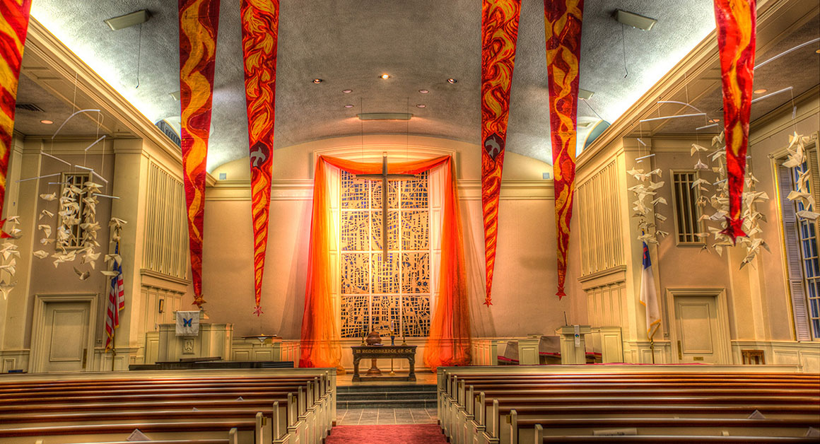 Sanctuary Pentecost Installation, paraments